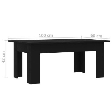 vidaXL Τραπεζάκι Σαλονιού Μαύρο 100x60x42cm από Επεξ. Ξύλο 1 τεμ.