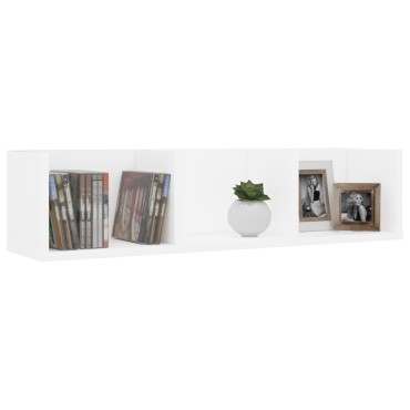 vidaXL Ράφι Τοίχου για CD Λευκό 75x18x18cm Επεξ. Ξύλο 1 τεμ.