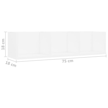 vidaXL Ράφι Τοίχου για CD Λευκό 75x18x18cm Επεξ. Ξύλο 1 τεμ.