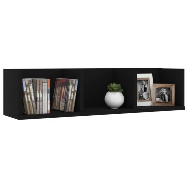 vidaXL Ράφι Τοίχου για CD Μαύρο 75x18x18cm από Επεξ. Ξύλο 1 τεμ.