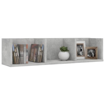 vidaXL Ράφι Τοίχου για CD Γκρι Σκυροδέματος 75x18x18cm από Επεξ. Ξύλο 1 τεμ.