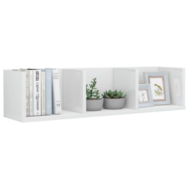 vidaXL Ράφι Τοίχου για CD Γυαλιστερό Λευκό 75x18x18cm από Επεξ. Ξύλο 1 τεμ.