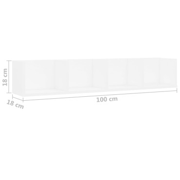 vidaXL Ράφι Τοίχου για CD Λευκό 100x18x18cm από Επεξ. Ξύλο 1 τεμ.