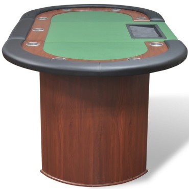vidaXL Τραπέζι Πόκερ 10 Ατόμων Θέση Dealer και Θήκη για Μάρκες Πράσινο 208x107x81cm 1 τεμ.