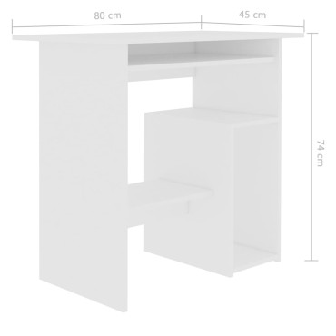 vidaXL Γραφείο Λευκό 80x45x74cm από Επεξ. Ξύλο 1 τεμ.