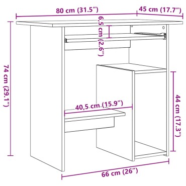 vidaXL Γραφείο Λευκό 80x45x74cm από Επεξ. Ξύλο 1 τεμ.