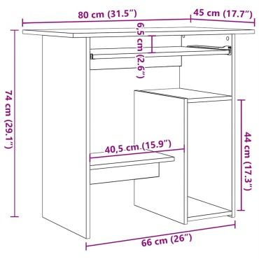 vidaXL Γραφείο Γκρι του Σκυροδέματος 80x45x74cm από Επεξ. Ξύλο 1 τεμ.