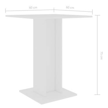 vidaXL Τραπέζι Bistro Λευκό 60x60x75cm Επεξ. Ξύλο 1 τεμ.