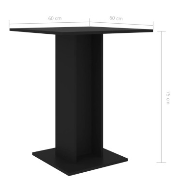 vidaXL Τραπέζι Bistro Μαύρο 60x60x75cm Επεξ. Ξύλο 1 τεμ.