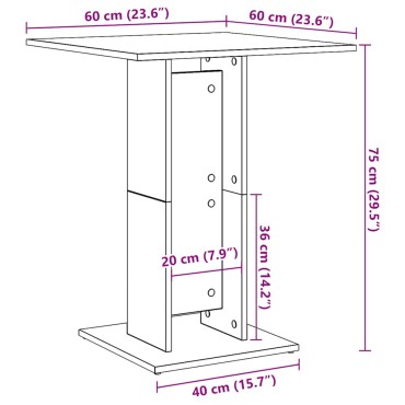 vidaXL Τραπέζι Bistro Χρώμα Sonoma Δρυς 60x60x75cm Επεξ. Ξύλο 1 τεμ.