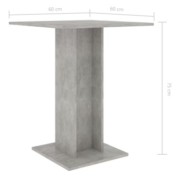 vidaXL Τραπέζι Bistro Γκρι Σκυροδέματος 60x60x75cm Επεξ. Ξύλο 1 τεμ.