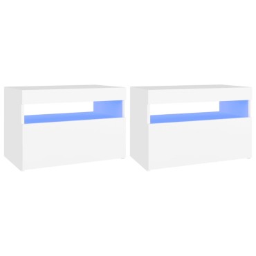 vidaXL Έπιπλα Τηλεόρασης με LED 2 τεμ. Λευκά 60x35x40cm