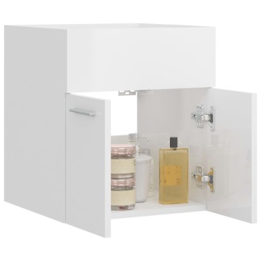 vidaXL Ντουλάπι Νιπτήρα Γυαλιστερό Λευκό 41x38,5x46cm από Επεξ. Ξύλο 1 τεμ.