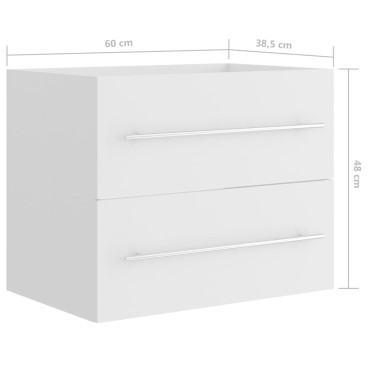 vidaXL Ντουλάπι Νιπτήρα Λευκό 60x38,5x48cm από Επεξ. Ξύλο 1 τεμ.
