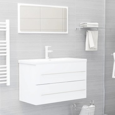 vidaXL Ντουλάπι Νιπτήρα Λευκό 80x38,5x48cm από Επεξ. Ξύλο 1 τεμ.