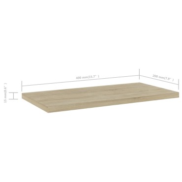 vidaXL Ράφια Βιβλιοθήκης 4 τεμ. Sonoma Δρυς 40x20x1,5cm Επεξ.Ξύλο