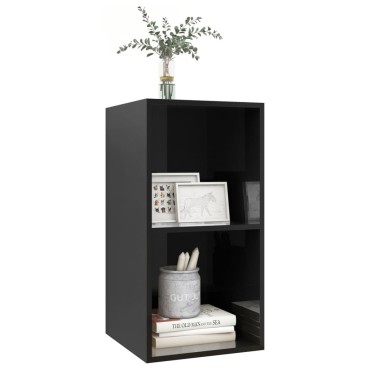 vidaXL Έπιπλο Τηλεόρασης Κρεμαστό Γυαλ. Μαύρο 37x37x72cm Επεξ. Ξύλο