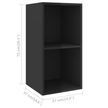 vidaXL Έπιπλο Τηλεόρασης Κρεμαστό Γυαλ. Μαύρο 37x37x72cm Επεξ. Ξύλο