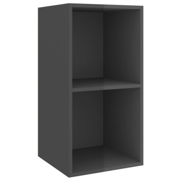 vidaXL Έπιπλο Τηλεόρασης Κρεμαστό Γυαλ. Γκρι 37x37x72cm Επεξ. Ξύλο