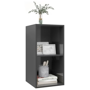 vidaXL Έπιπλο Τηλεόρασης Κρεμαστό Γυαλ. Γκρι 37x37x72cm Επεξ. Ξύλο
