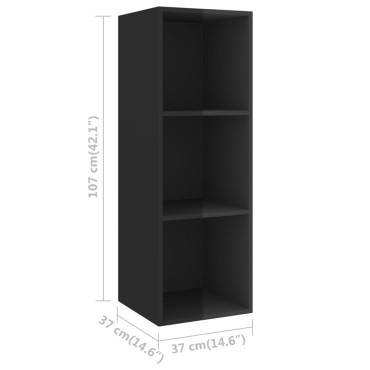 vidaXL Έπιπλο Τηλεόρασης Κρεμαστό Γυαλ. Μαύρο 37x37x107cm Επεξ. Ξύλο