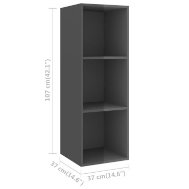 vidaXL Έπιπλο Τηλεόρασης Κρεμαστό Γυαλ. Γκρι 37x37x107cm Επεξ. Ξύλο