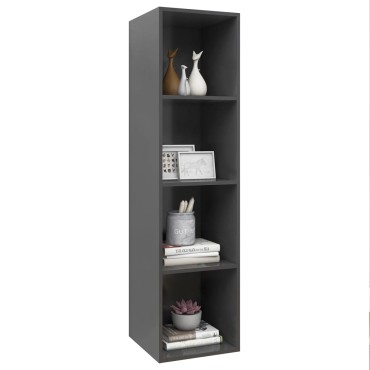 vidaXL Έπιπλο Τηλεόρασης Κρεμαστό Γκρι 37x37x142,5cm από Επεξ. Ξύλο