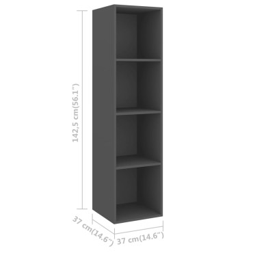 vidaXL Έπιπλο Τηλεόρασης Κρεμαστό Γκρι 37x37x142,5cm από Επεξ. Ξύλο