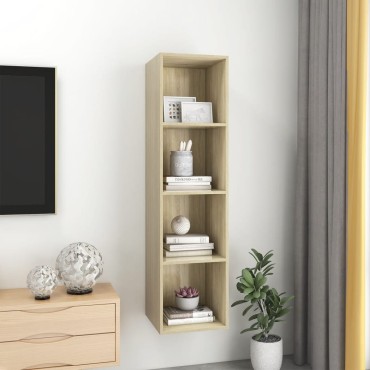 vidaXL Έπιπλο Τηλεόρασης Κρεμαστό Δρυς 37x37x142,5cm από Επεξ. Ξύλο