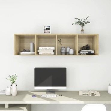 vidaXL Έπιπλο Τηλεόρασης Κρεμαστό Δρυς 37x37x142,5cm από Επεξ. Ξύλο