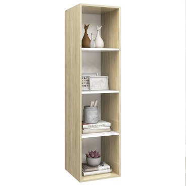 vidaXL Έπιπλο Τηλεόρασης Κρεμαστό Δρυς/Λευκό 37x37x142,5cm Επεξ. Ξύλο