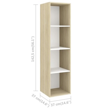vidaXL Έπιπλο Τηλεόρασης Κρεμαστό Δρυς/Λευκό 37x37x142,5cm Επεξ. Ξύλο