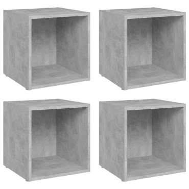 vidaXL Έπιπλα Τηλεόρασης 4 τεμ. Γκρι Σκυροδ. 37x35x37cm Επεξ. Ξύλο