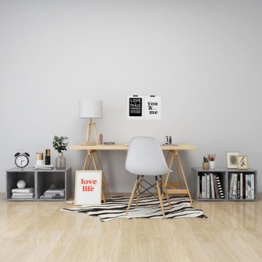 vidaXL Έπιπλα Τηλεόρασης 4 τεμ. Γκρι Σκυροδ. 37x35x37cm Επεξ. Ξύλο