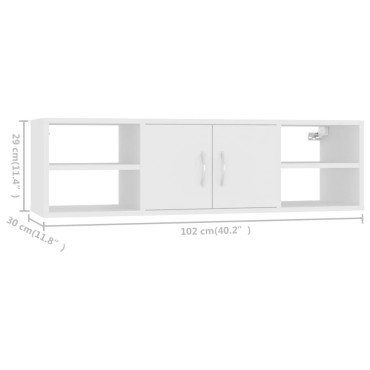 vidaXL Ραφιέρα Τοίχου Λευκή 102x30x29cm από Επεξ. Ξύλο 1 τεμ.