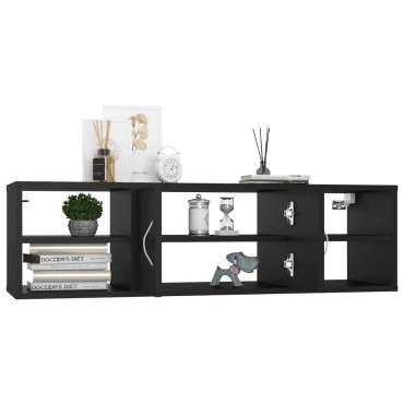 vidaXL Ραφιέρα Τοίχου Μαύρη 102x30x29cm από Επεξ. Ξύλο 1 τεμ.