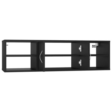 vidaXL Ραφιέρα Τοίχου Μαύρη 102x30x29cm από Επεξ. Ξύλο 1 τεμ.