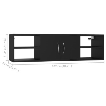 vidaXL Ραφιέρα Τοίχου Μαύρη 102x30x29cm από Επεξ. Ξύλο 1 τεμ.