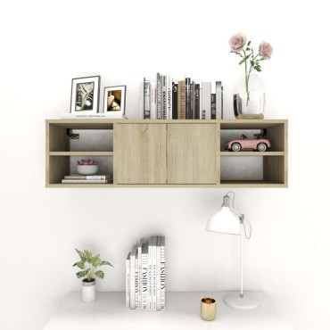 vidaXL Ράφι Τοίχου Sonoma Δρυς 102x30x29cm Επεξ. Ξύλο 1 τεμ.