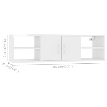 vidaXL Ραφιέρα Τοίχου Γυαλιστερό Λευκό 102x30x29cm από Επεξ. Ξύλο 1 τεμ.