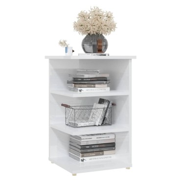 vidaXL Βοηθητικό Ντουλάπι Γυαλ. Λευκό 35x35x55cm από Επεξ. Ξύλο 1 τεμ.