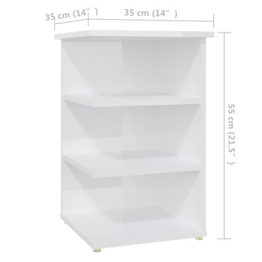 vidaXL Βοηθητικό Ντουλάπι Γυαλ. Λευκό 35x35x55cm από Επεξ. Ξύλο 1 τεμ.