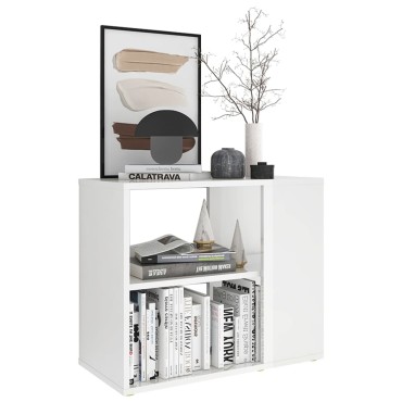 vidaXL Βοηθητικό Ντουλάπι Γυαλ. Λευκό 60x30x50cm από Επεξ. Ξύλο 1 τεμ.