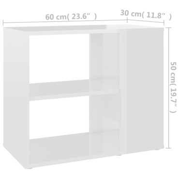 vidaXL Βοηθητικό Ντουλάπι Γυαλ. Λευκό 60x30x50cm από Επεξ. Ξύλο 1 τεμ.