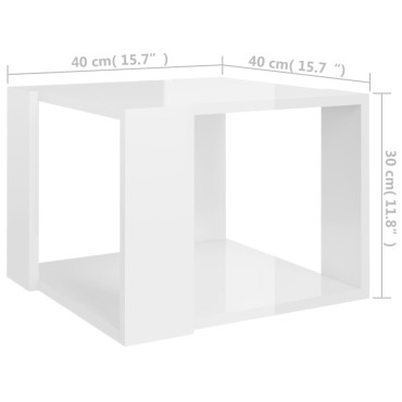 vidaXL Τραπεζάκι Σαλονιού Γυαλ. Λευκό 40x40x30cm Επεξεργασμένο Ξύλο 1 τεμ.