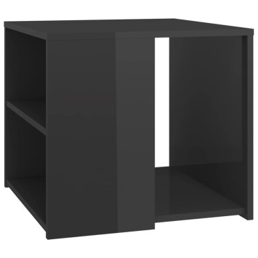 vidaXL Τραπέζι Βοηθητικό Γυαλιστερό Γκρι 50x50x45cm Επεξ. Ξύλο 1 τεμ.