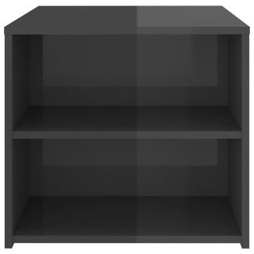 vidaXL Τραπέζι Βοηθητικό Γυαλιστερό Γκρι 50x50x45cm Επεξ. Ξύλο 1 τεμ.