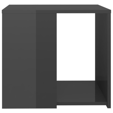 vidaXL Τραπέζι Βοηθητικό Γυαλιστερό Γκρι 50x50x45cm Επεξ. Ξύλο 1 τεμ.