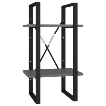 vidaXL Βιβλιοθήκη με 2 Ράφια Γκρι 40x30x70cm από Επεξ. Ξύλο 1 τεμ.