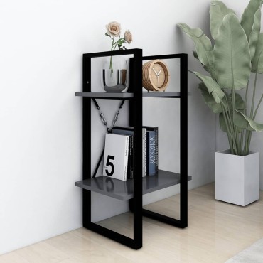 vidaXL Βιβλιοθήκη με 2 Ράφια Γκρι 40x30x70cm από Επεξ. Ξύλο 1 τεμ.